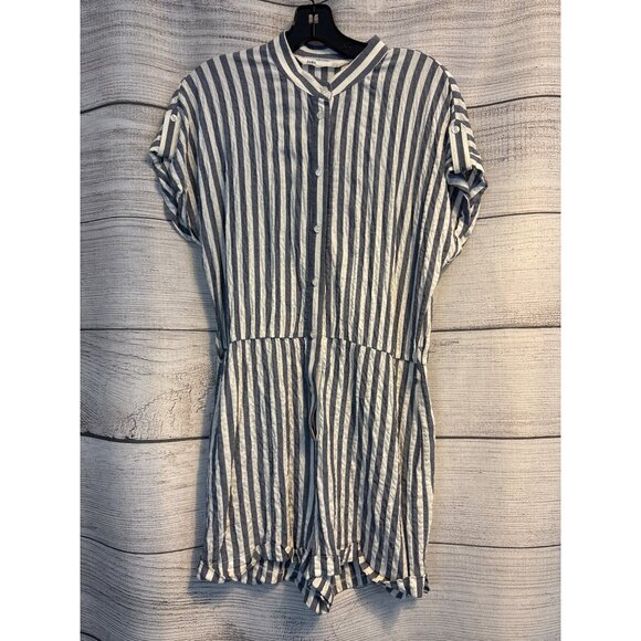 Zara Striped Button-Up Romper Jumpsuit Size S - Picture 1 of 3